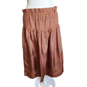 ML Design Silk Leopard Print Pull On Skirt Size S Animal Print Midi 451